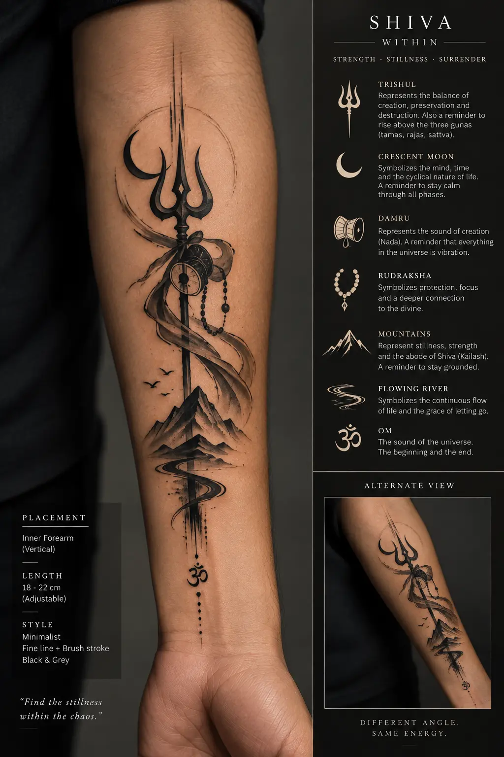 Shiv Gatha Tattoo 3 — minimalist Shiva tattoo design