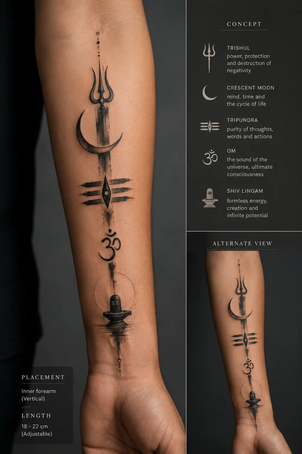 Shiv Gatha Tattoo 1 — minimalist Shiva tattoo design