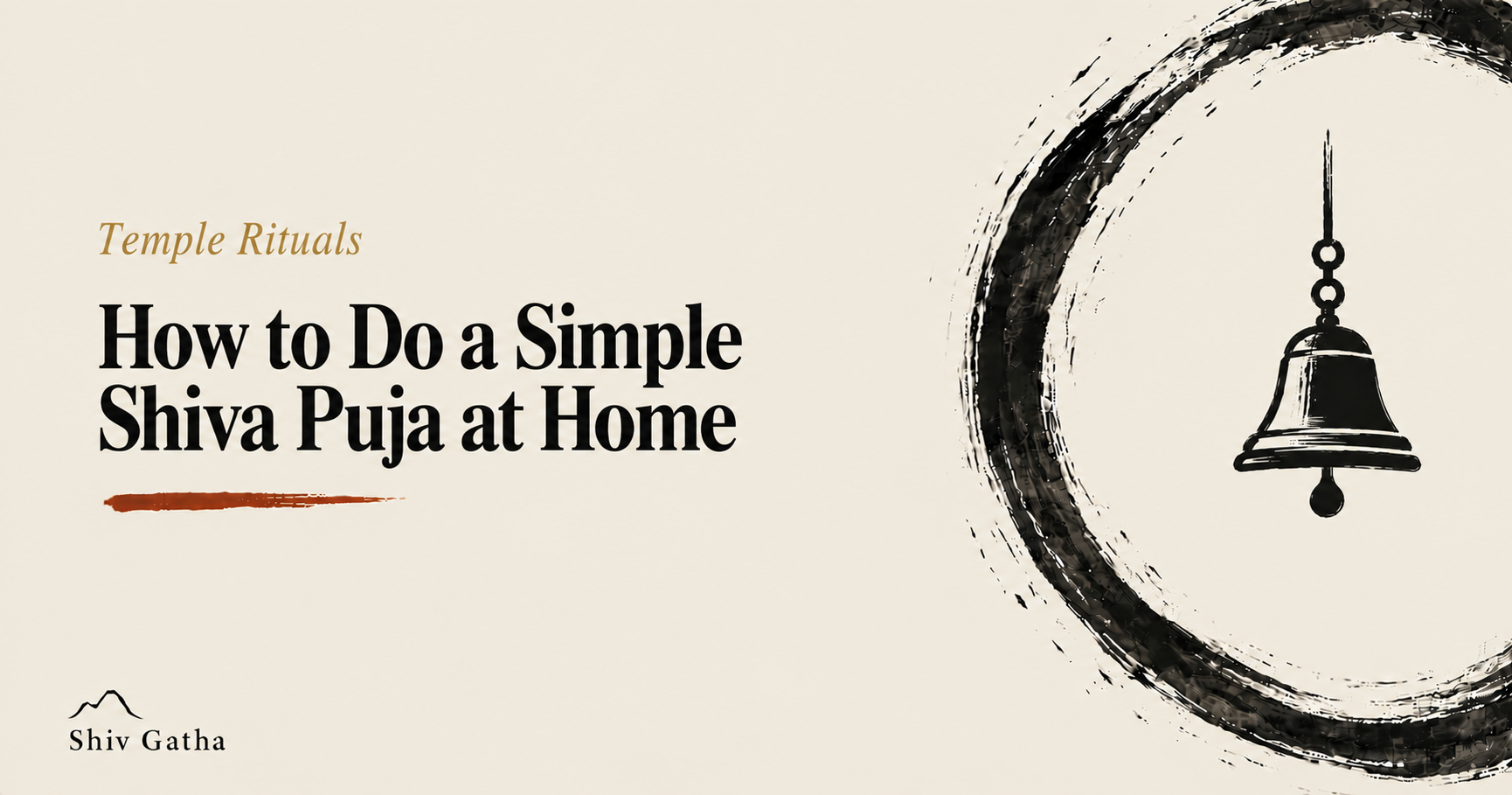 Illustration of a simple home altar with lamp, bilva leaves and water pot for the home Shiva puja guide