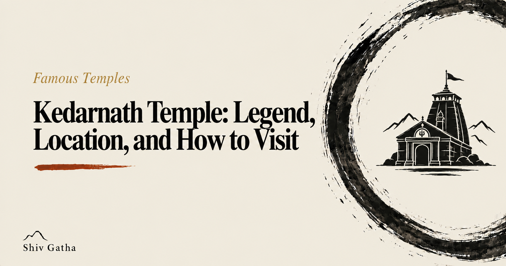 Illustration of Kedarnath temple below snow-covered Himalayan peaks for the Kedarnath travel and legend guide