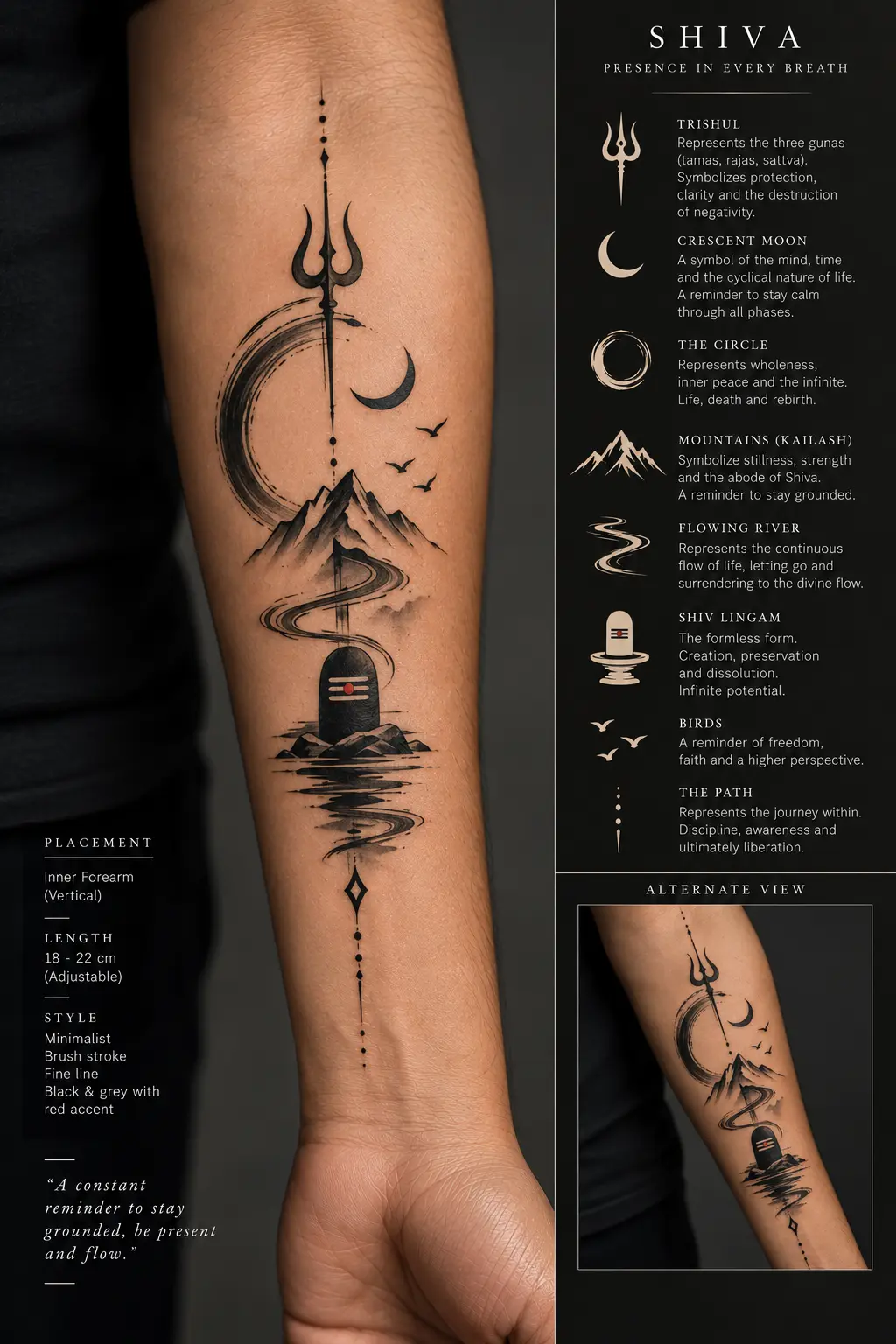 Shiv Gatha Tattoo 5 — minimalist Shiva tattoo design