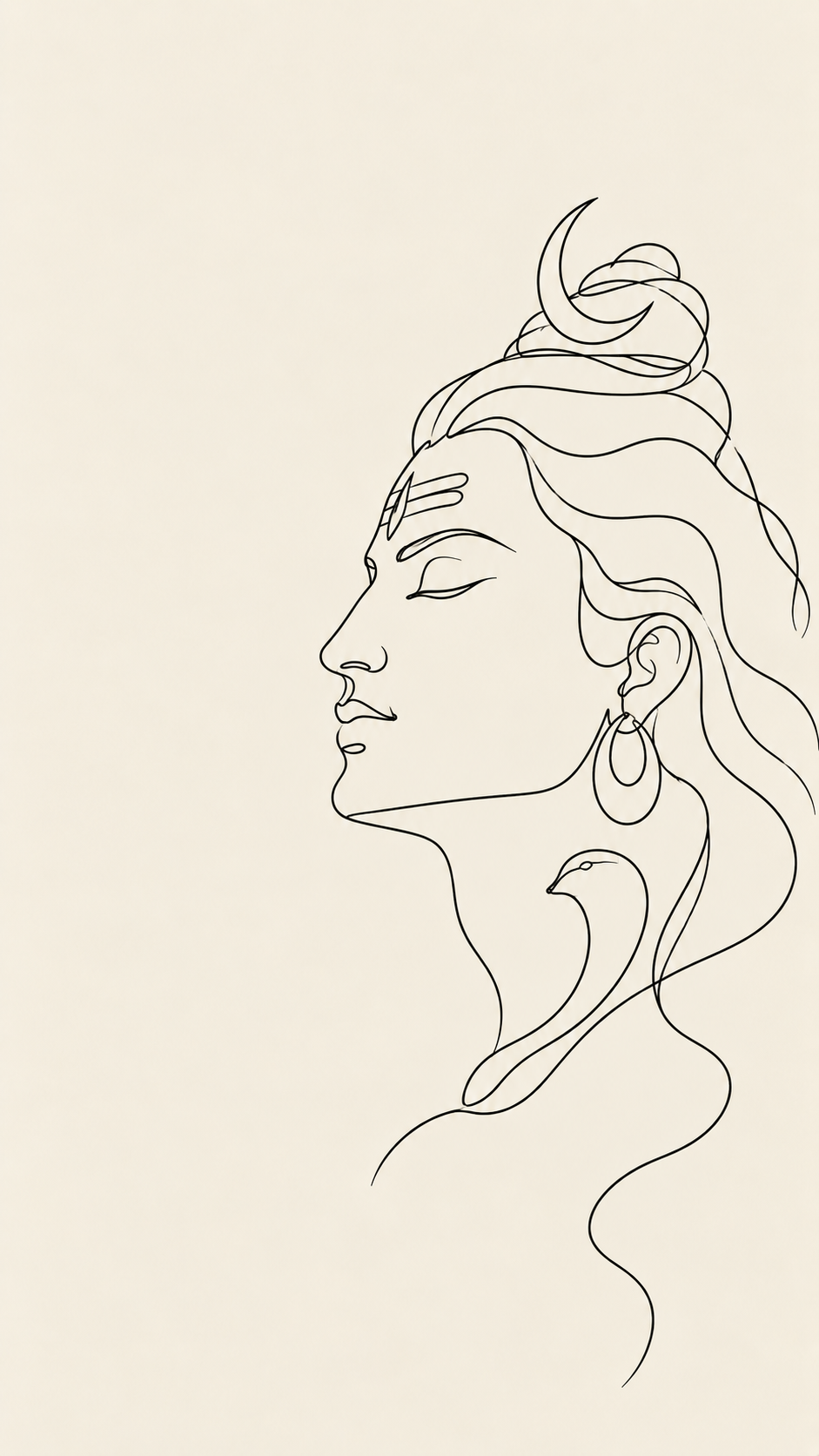 Single continuous line drawing of Shiva's face — Shiva wallpaper