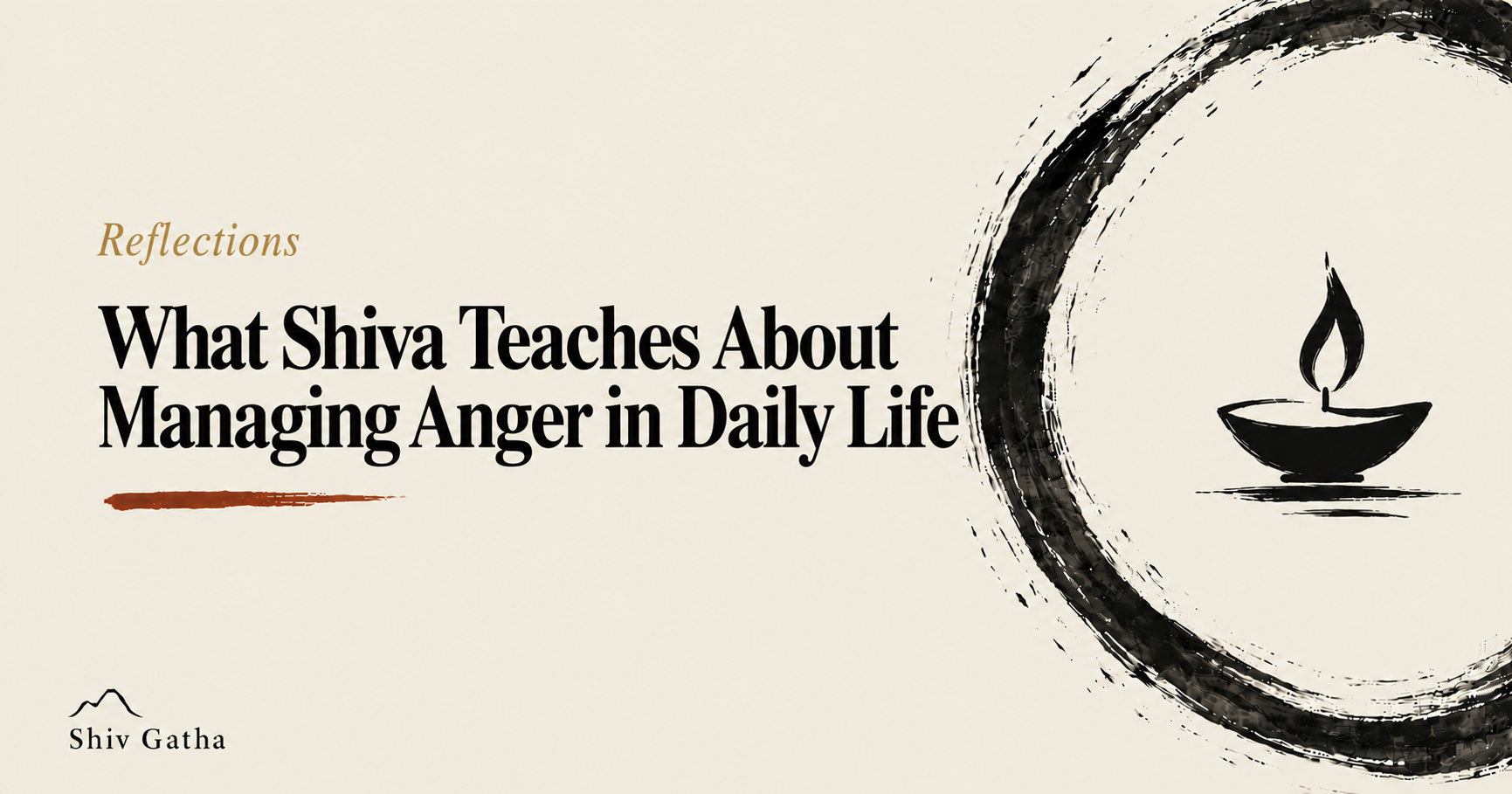 Illustration of Shiva's calm face with the third eye closed for the reflection on managing anger in daily life