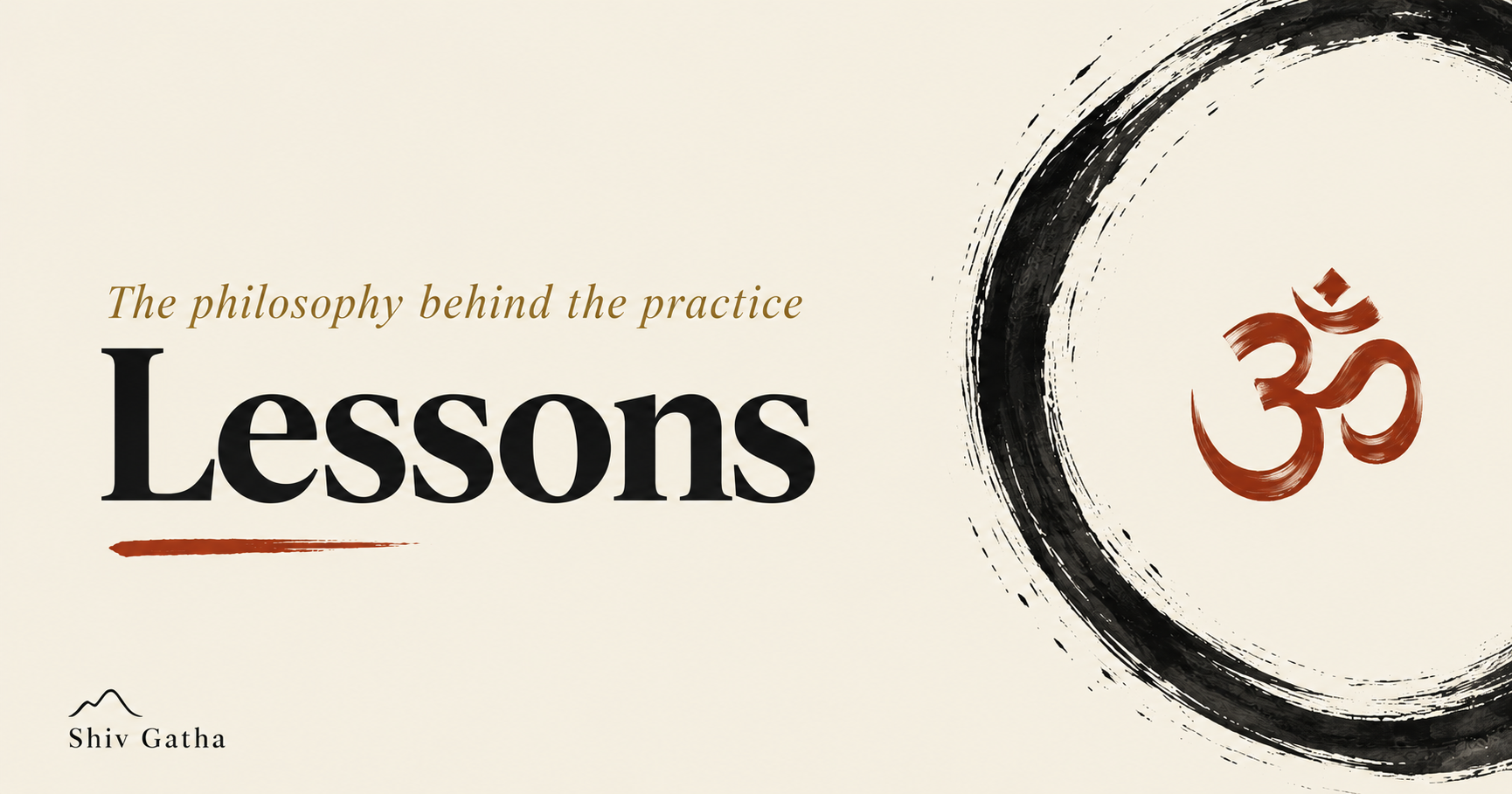 Illustration of Shiva's symbols — trident, damaru and crescent moon — for the Lessons section of Shiv Gatha