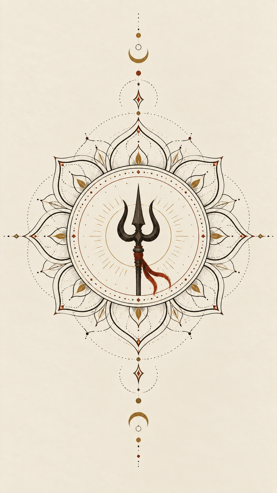 Geometric Shiva mandala in gold on dark ground — Shiva wallpaper