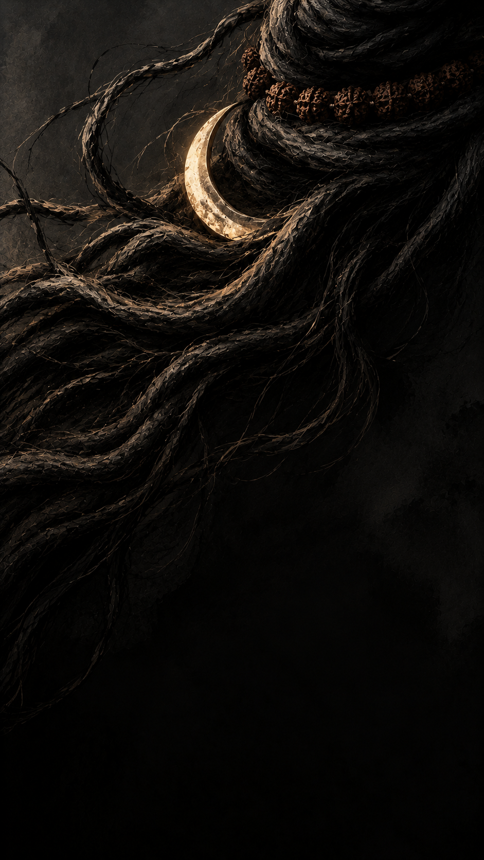 Crescent moon resting in Shiva's matted hair — Shiva wallpaper