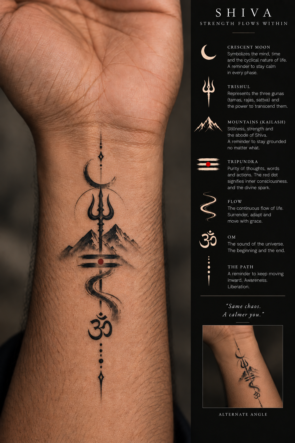 Shiv Gatha Tattoo 15 — minimalist Shiva tattoo design