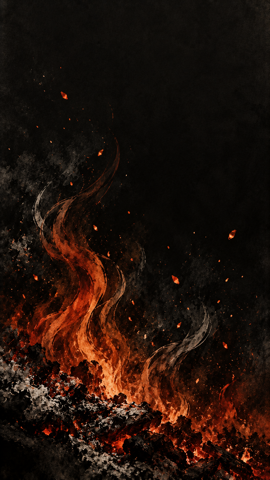 Flames turning to ash around a trident — Shiva wallpaper