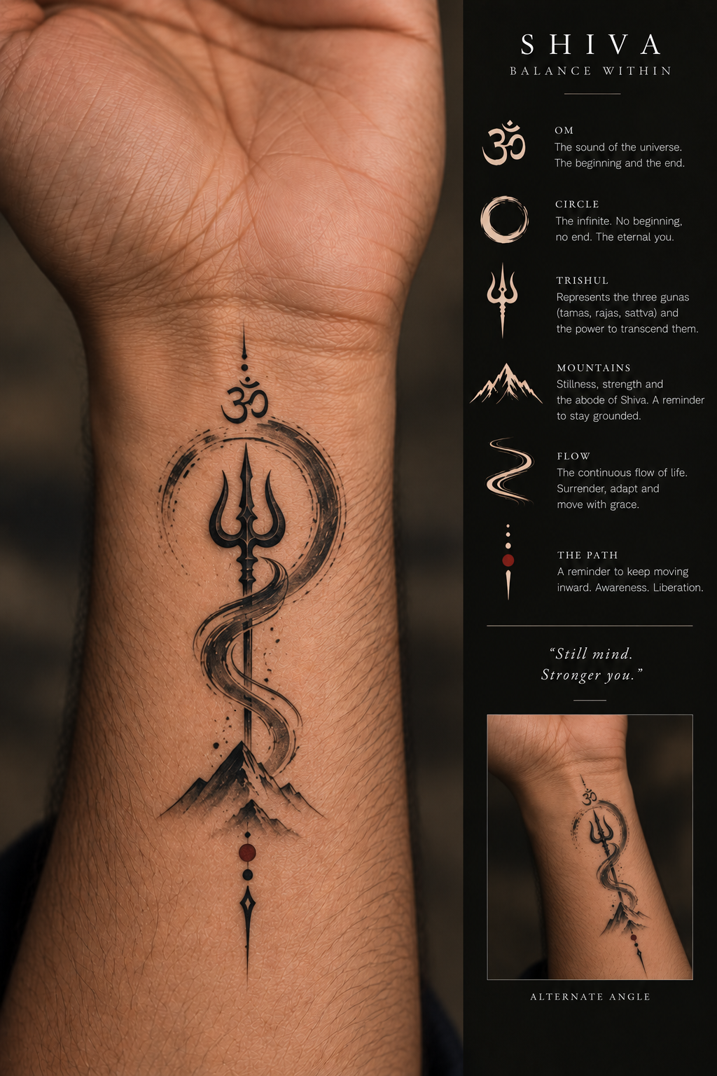 Shiv Gatha Tattoo 13 — minimalist Shiva tattoo design