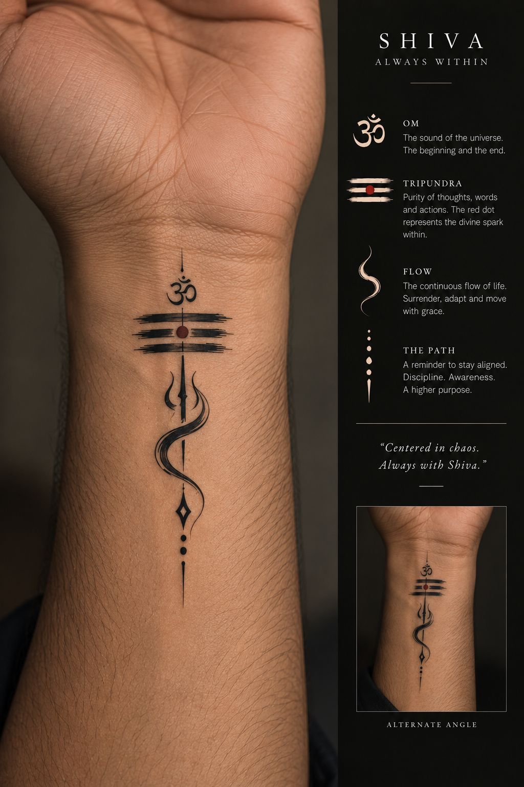 Shiv Gatha Tattoo 11 — minimalist Shiva tattoo design